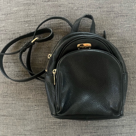 Michael Kors Black Leather Mini Backpack - Picture 1 of 6